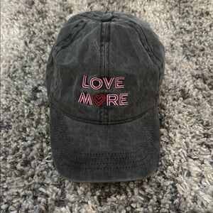 Black Cap with Pink Embroidery